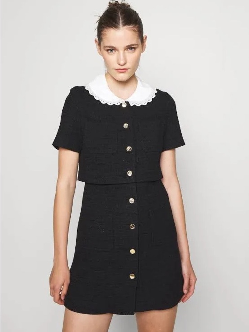 NWT Sandro Faustine Short Tweed Dress Black & White Medium